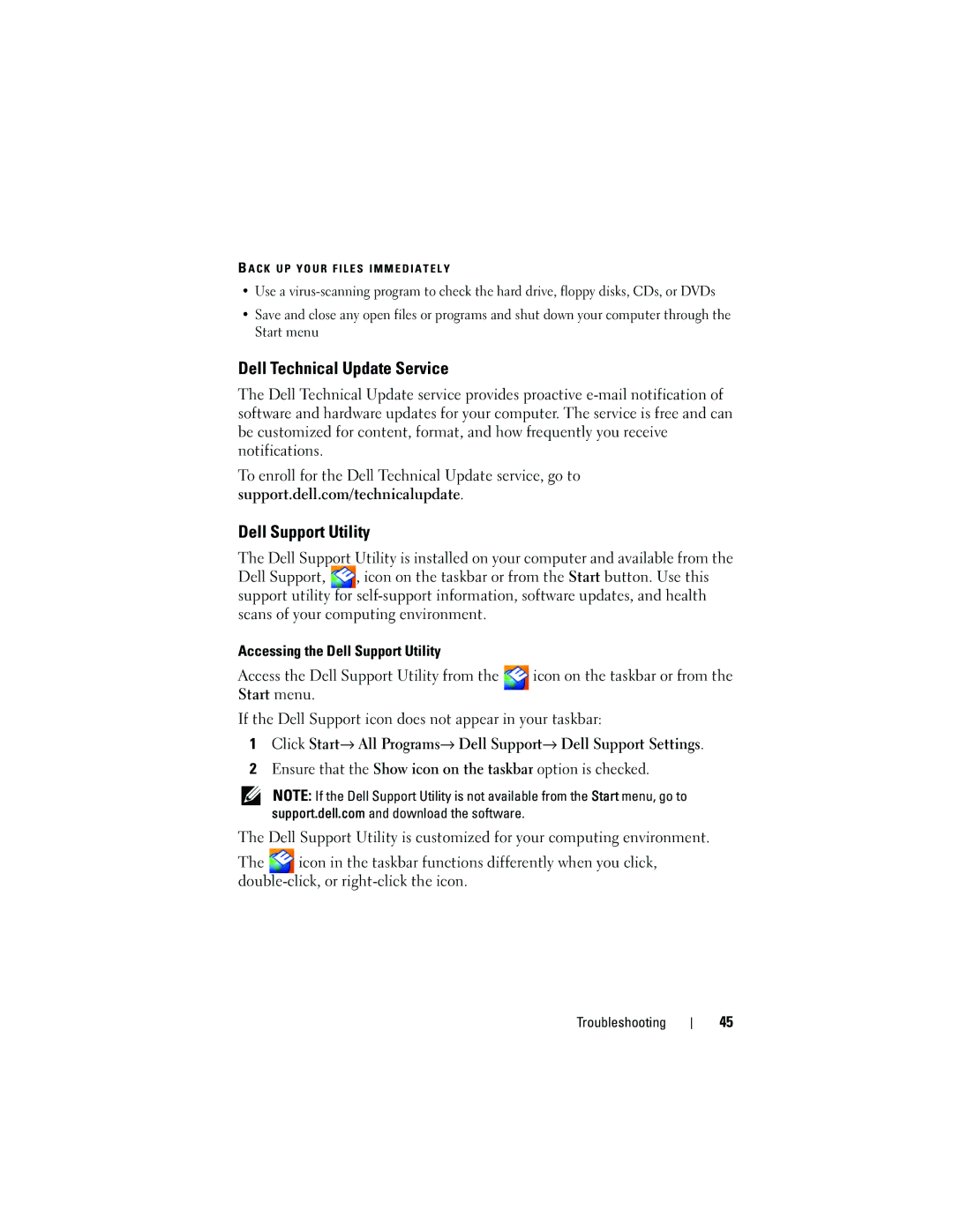 Dell 2510 specifications Dell Technical Update Service, Accessing the Dell Support Utility 