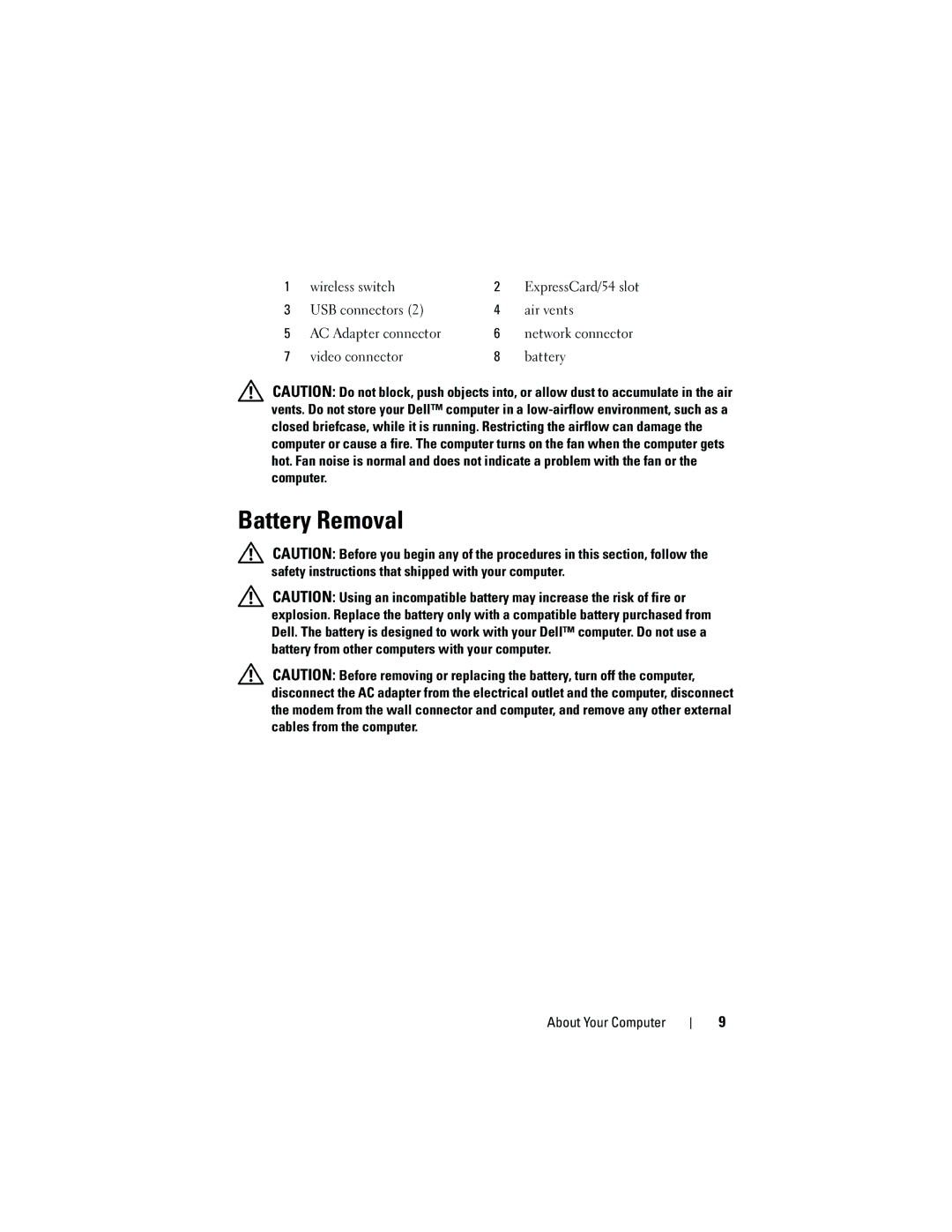 Dell 2510 specifications Battery Removal 