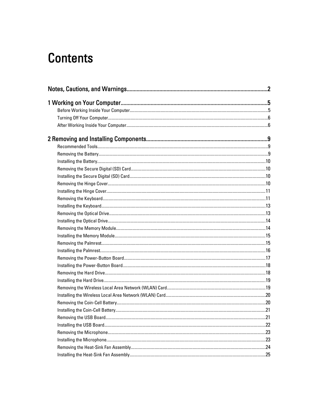 Dell 2520 owner manual Contents 