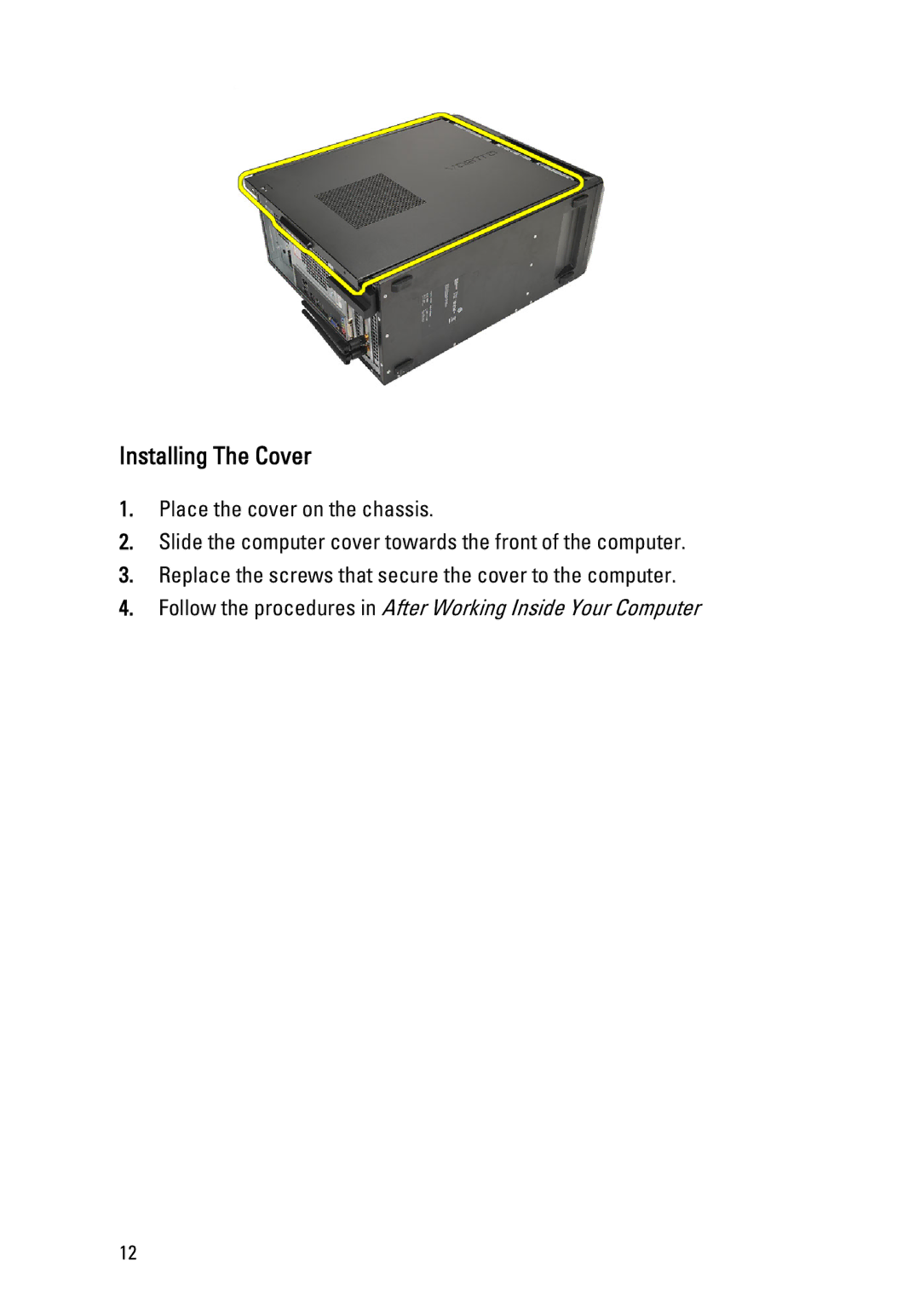 Dell 260S owner manual Installing The Cover 