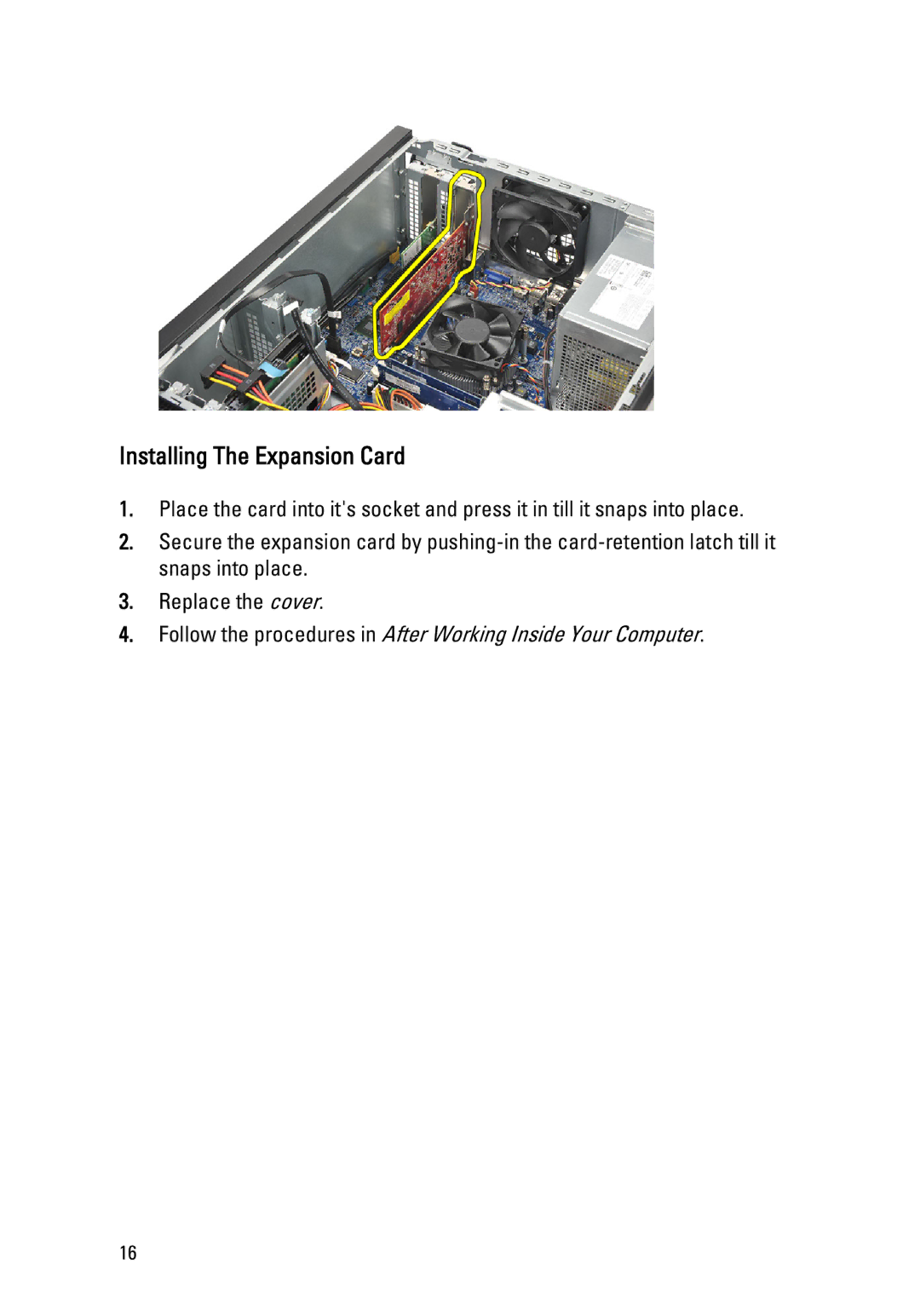 Dell 260S owner manual Installing The Expansion Card 