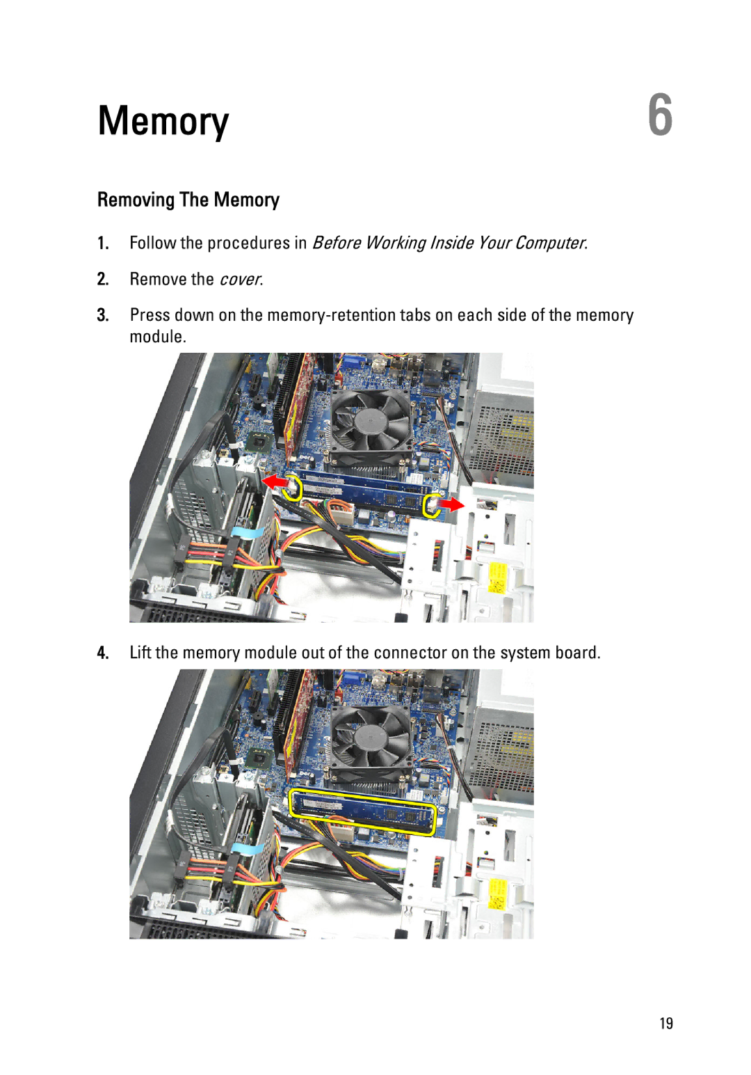 Dell 260S owner manual Memory6, Removing The Memory 