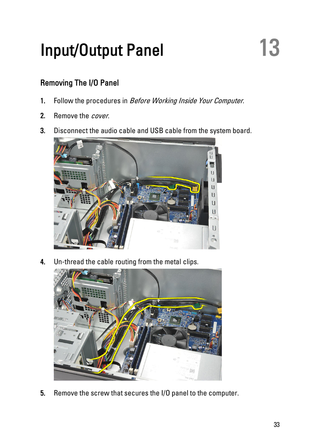 Dell 260S owner manual Input/Output Panel, Removing The I/O Panel 