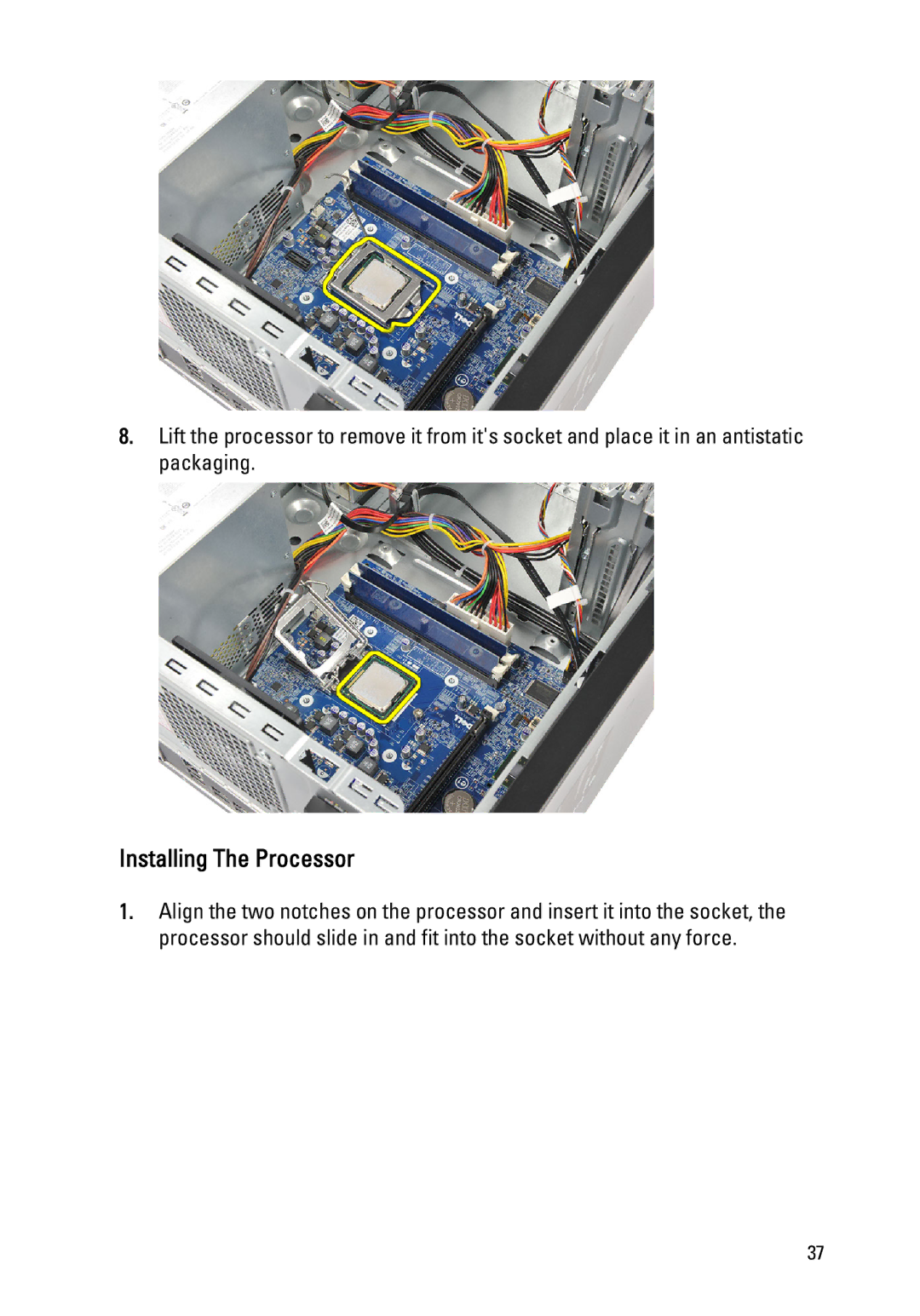 Dell 260S owner manual Installing The Processor 