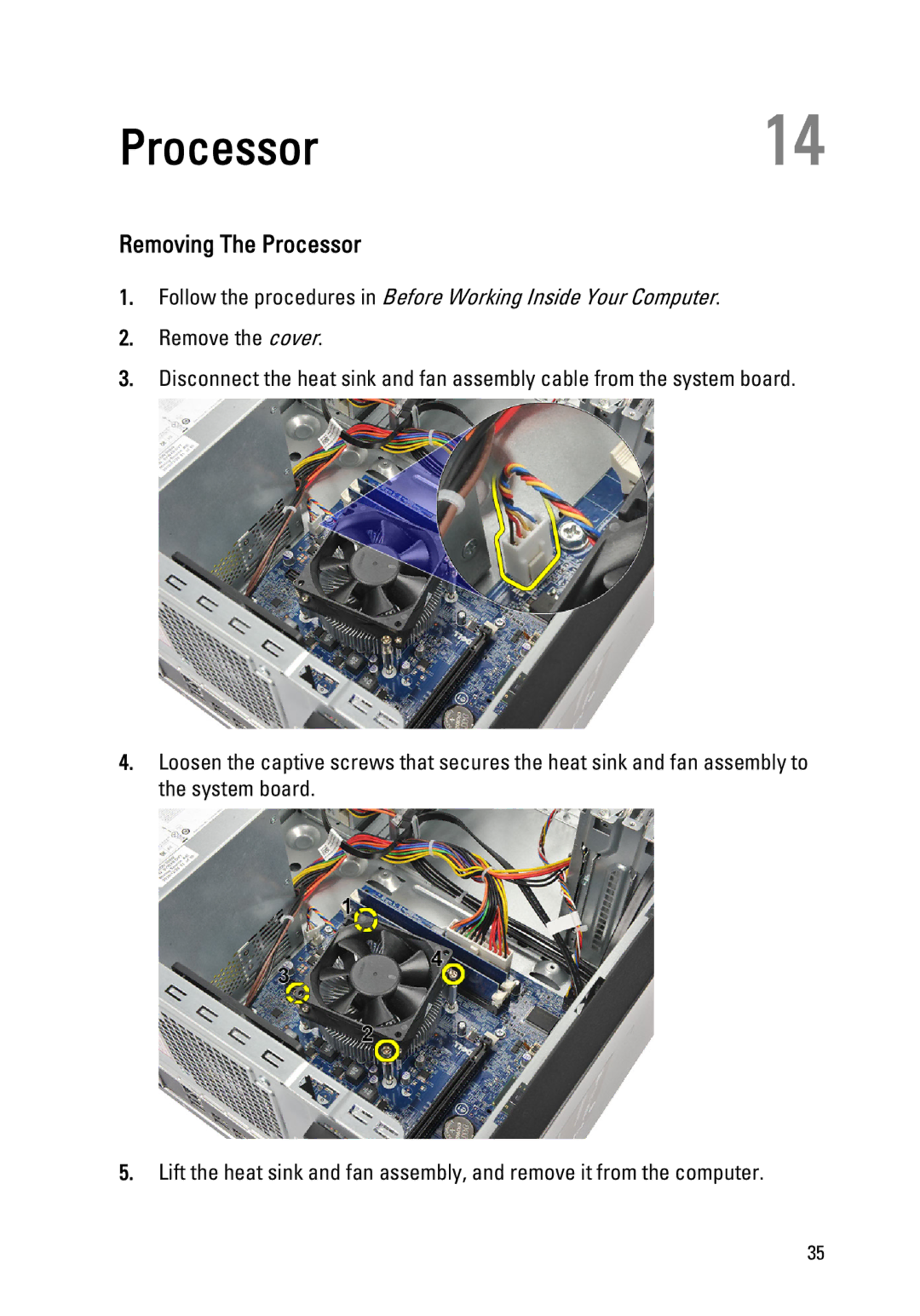 Dell 260S owner manual Processor14, Removing The Processor 