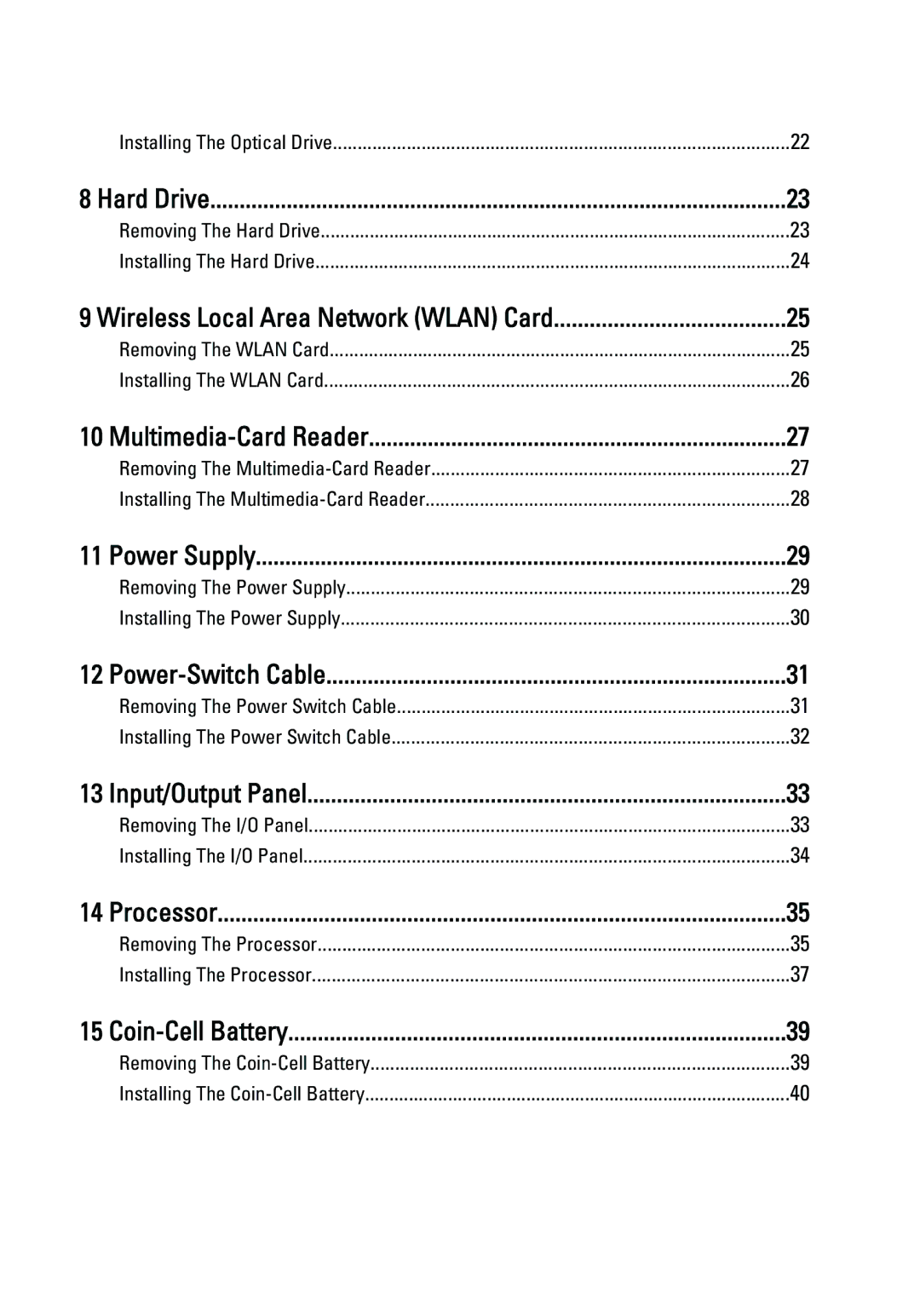 Dell 260S owner manual Hard Drive 