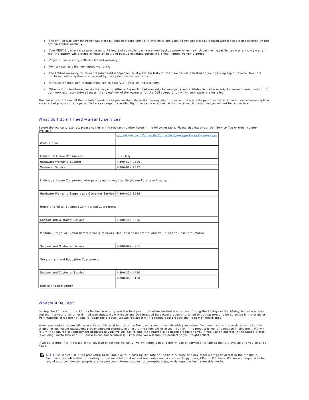 Dell 26007 appendix What do I do if I need warranty service?, What will Dell do? 