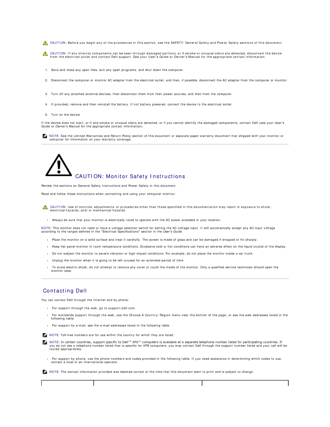 Dell 26007 appendix Contacting Dell 