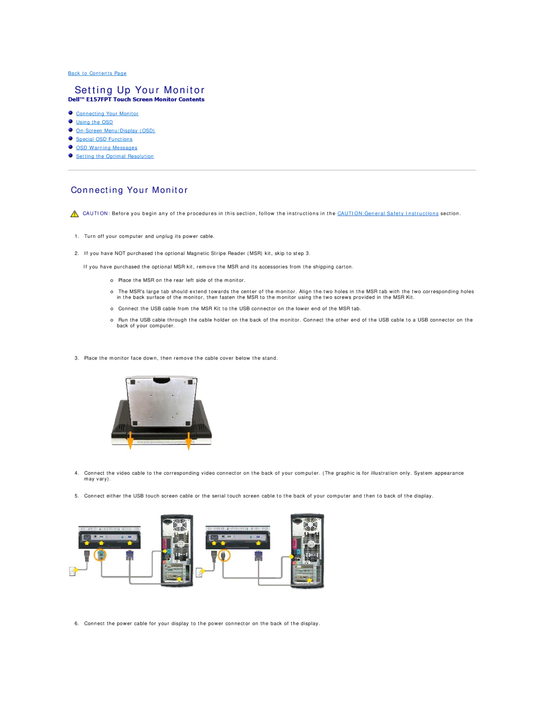 Dell 26007 appendix Setting Up Your Monitor, Connecting Your Monitor 