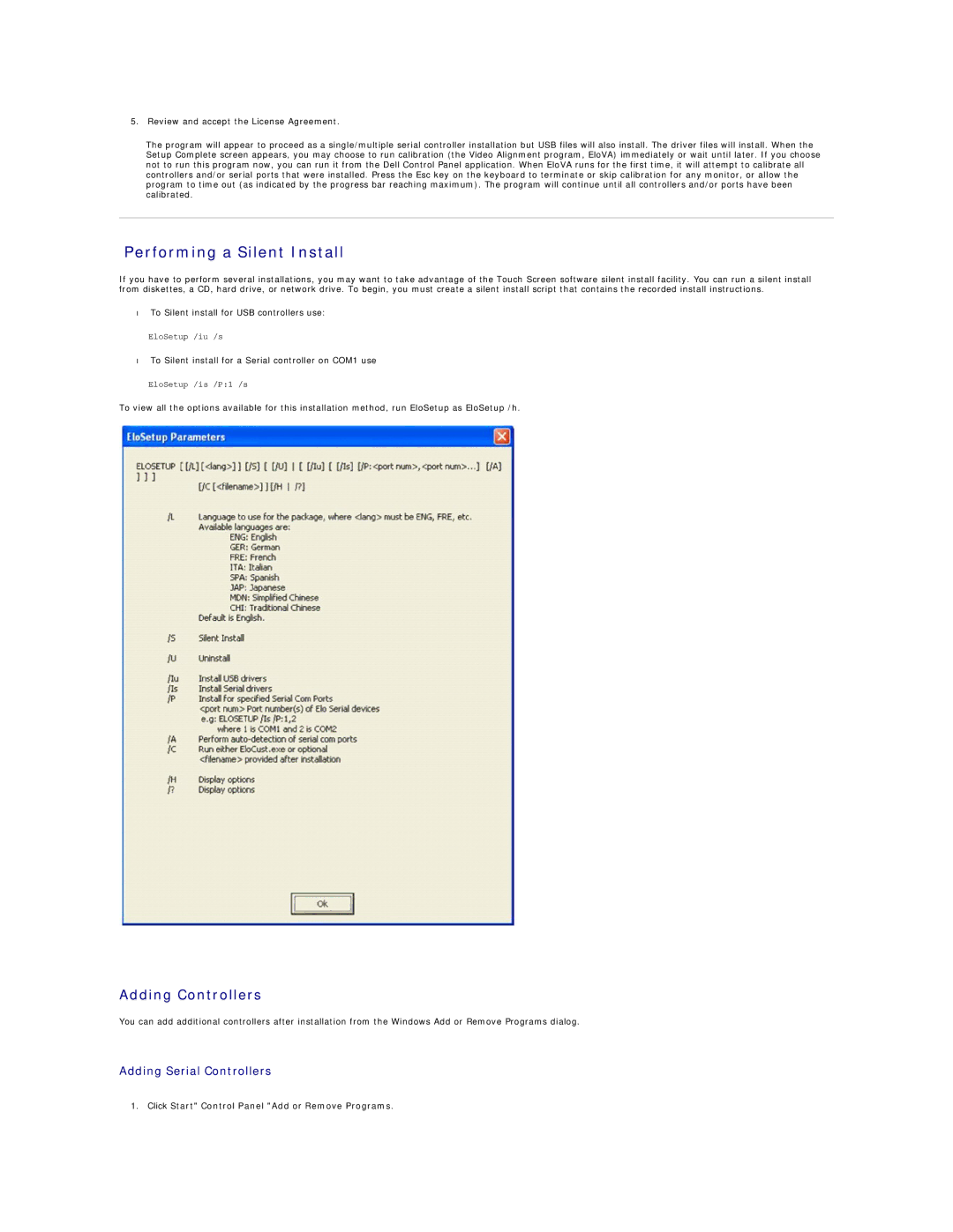 Dell 26007 appendix Adding Controllers, Adding Serial Controllers, Click Start Control Panel Add or Remove Programs 