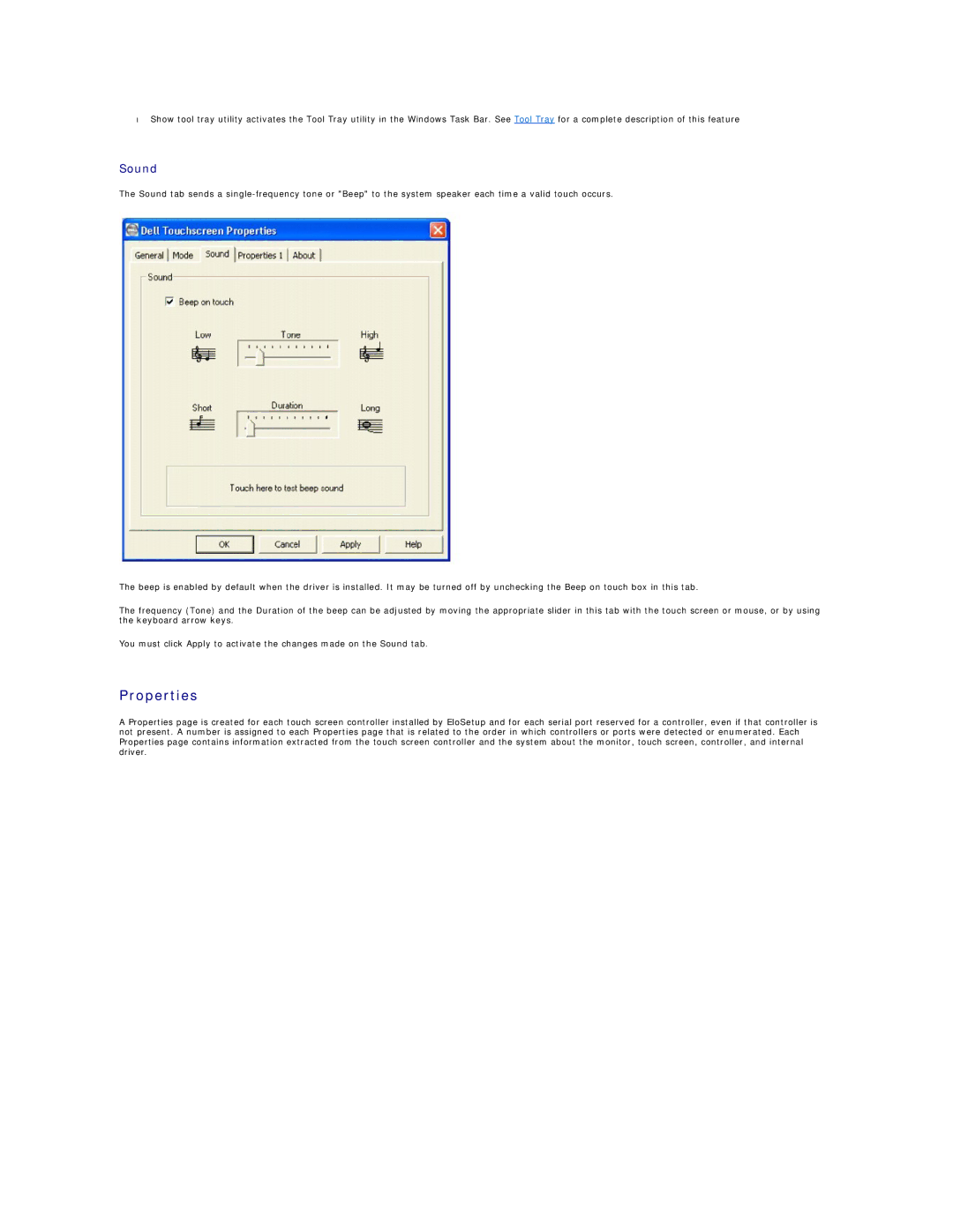 Dell 26007 appendix Properties, Sound 