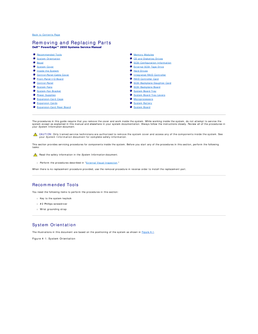Dell 2650 manual Recommended Tools, System Orientation 