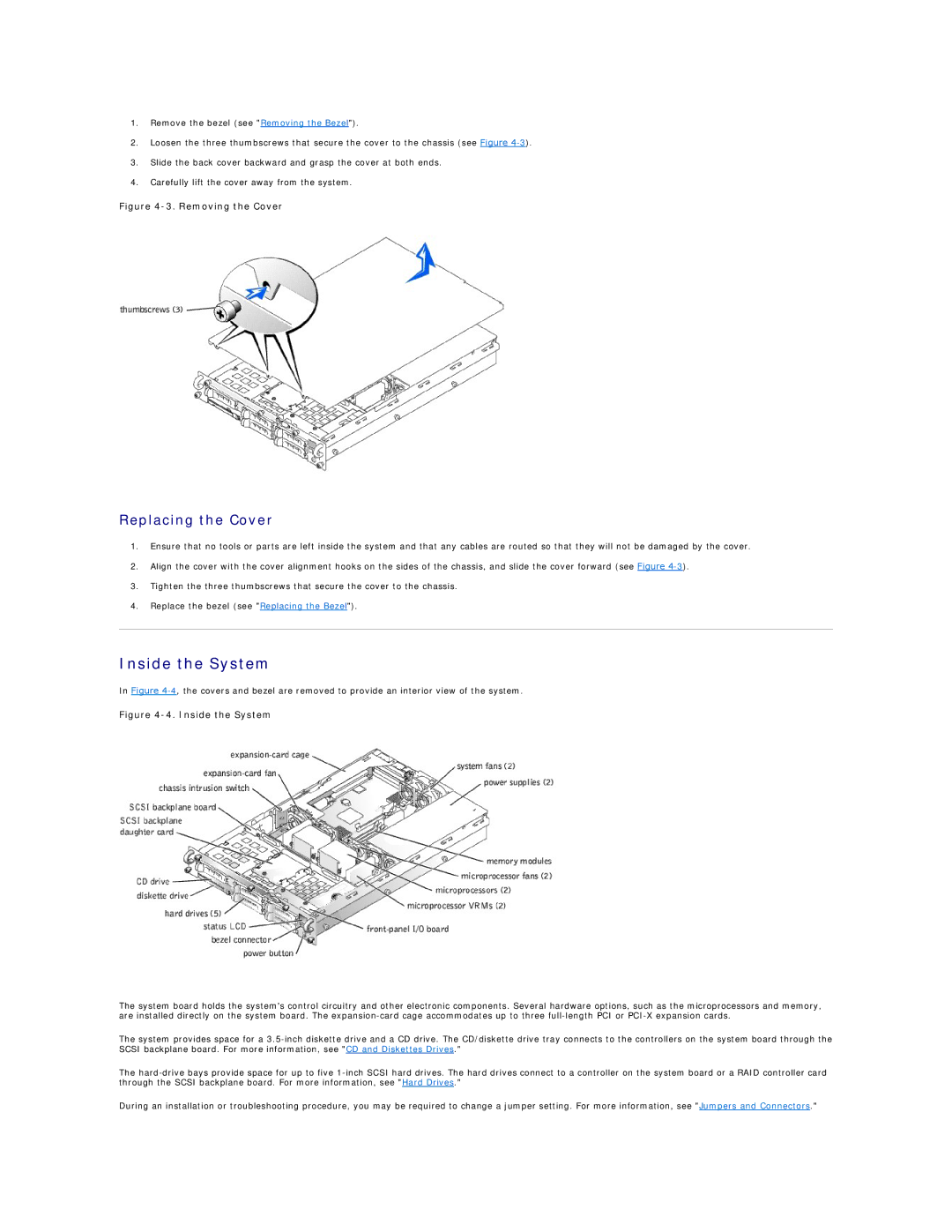 Dell 2650 manual Inside the System, Replacing the Cover 