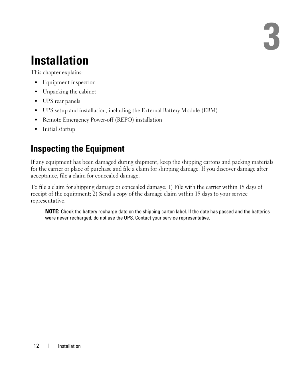 Dell 2700W manual Installation, Inspecting the Equipment 