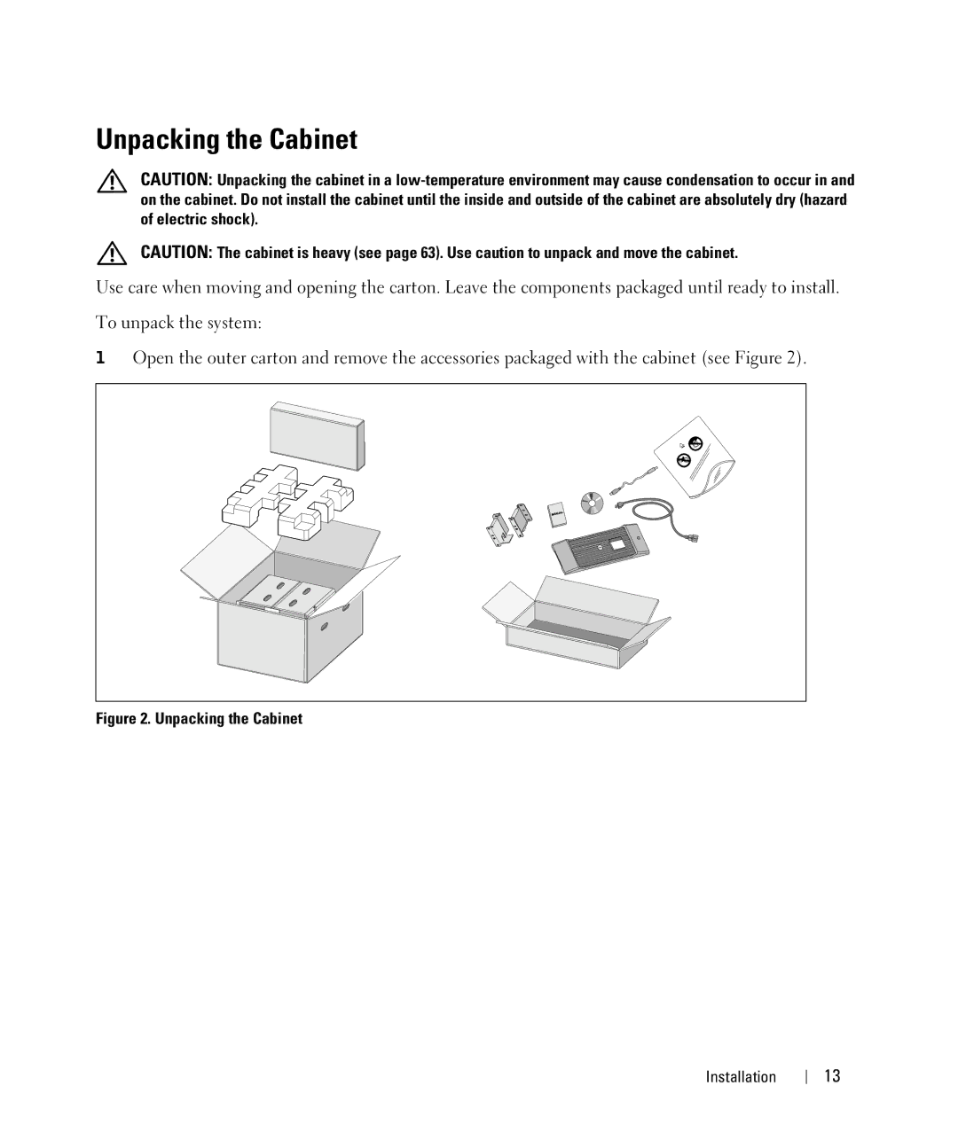 Dell 2700W manual Unpacking the Cabinet 