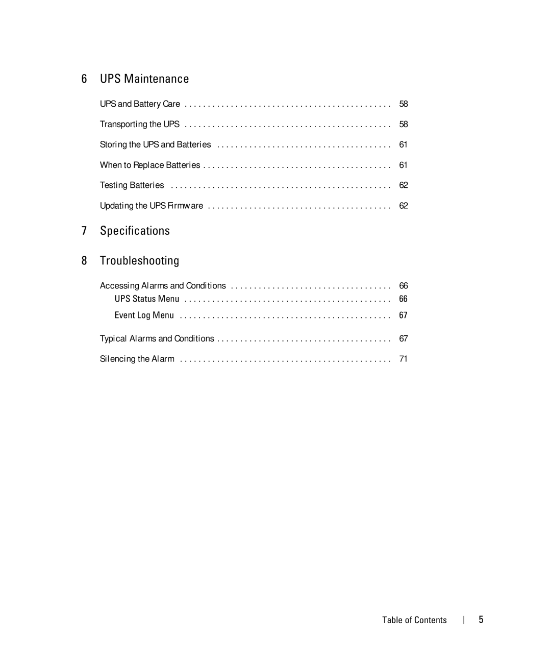 Dell 2700W manual Testing Batteries, UPS Status Menu Event Log Menu 