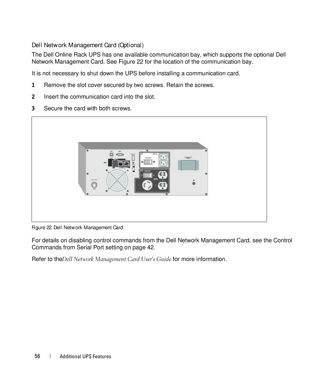 Dell 2700W manual Dell Network Management Card Optional 