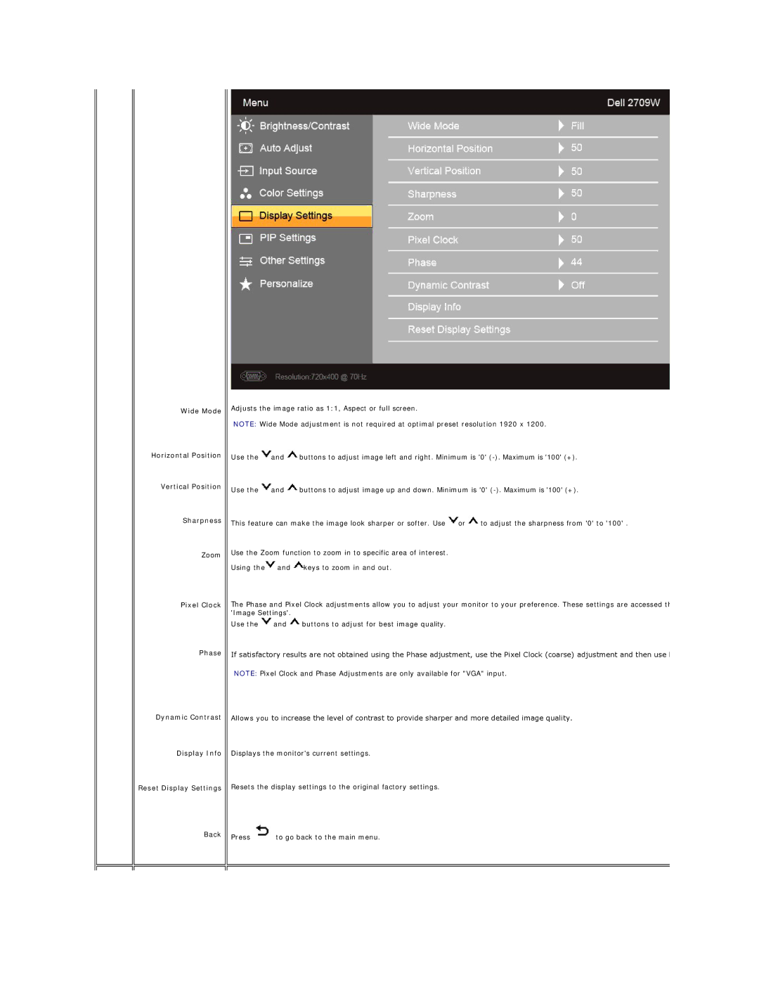 Dell 2709W appendix 