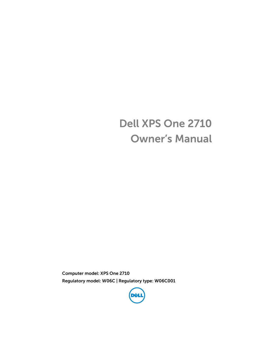 Dell 2710 owner manual Dell XPS One 