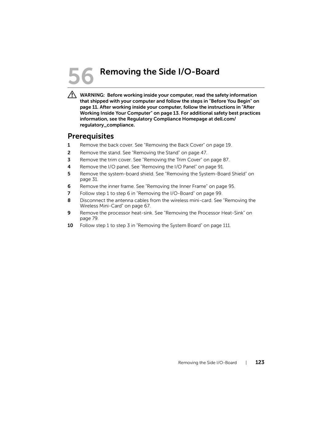 Dell 2710 owner manual Removing the Side I/O-Board 