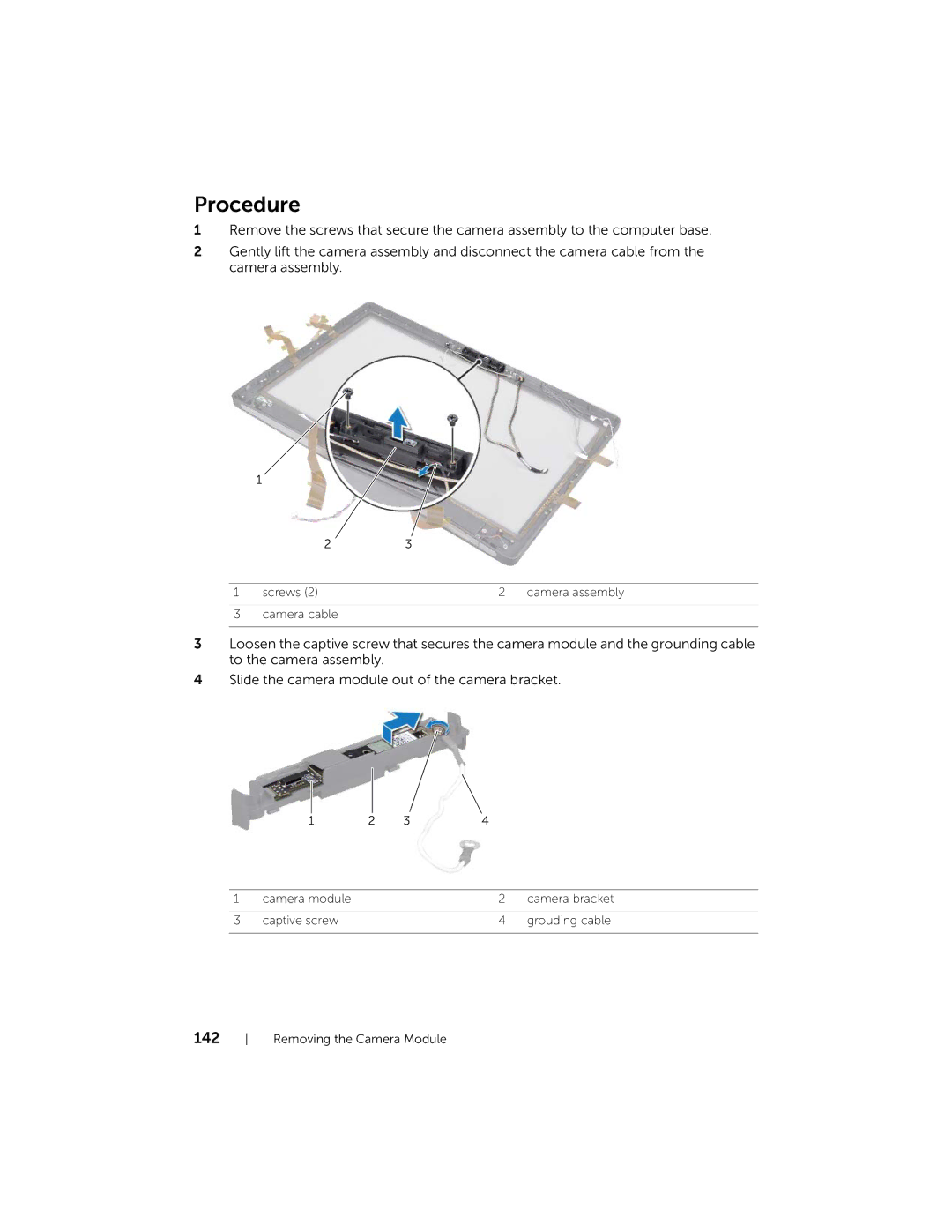 Dell 2710 owner manual Camera assembly 