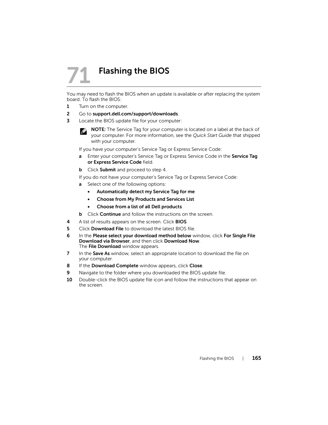 Dell 2710 owner manual Flashing the Bios 