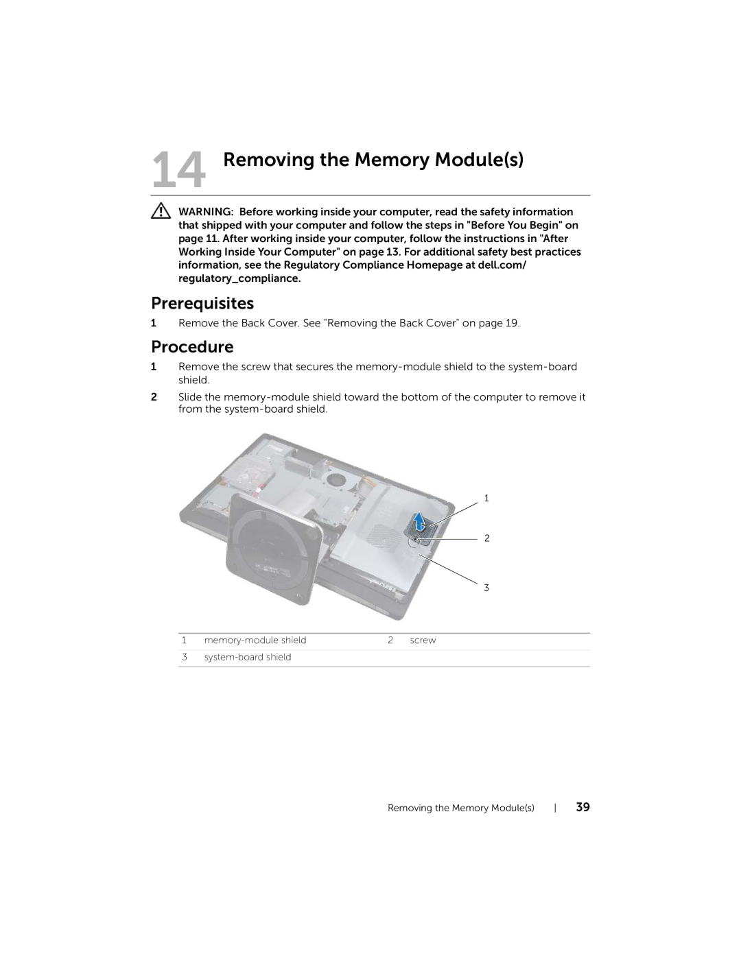 Dell 2710 owner manual Removing the Memory Modules 