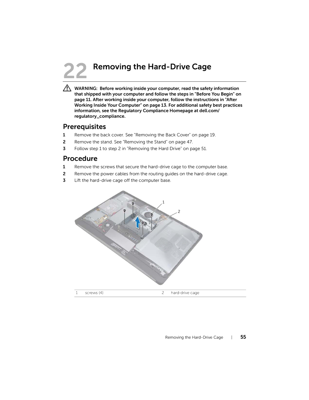 Dell 2710 owner manual Removing the Hard-Drive Cage 