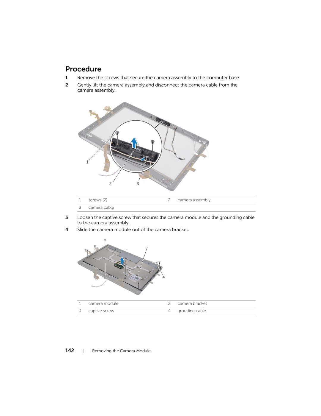 Dell 2710 owner manual Camera assembly 