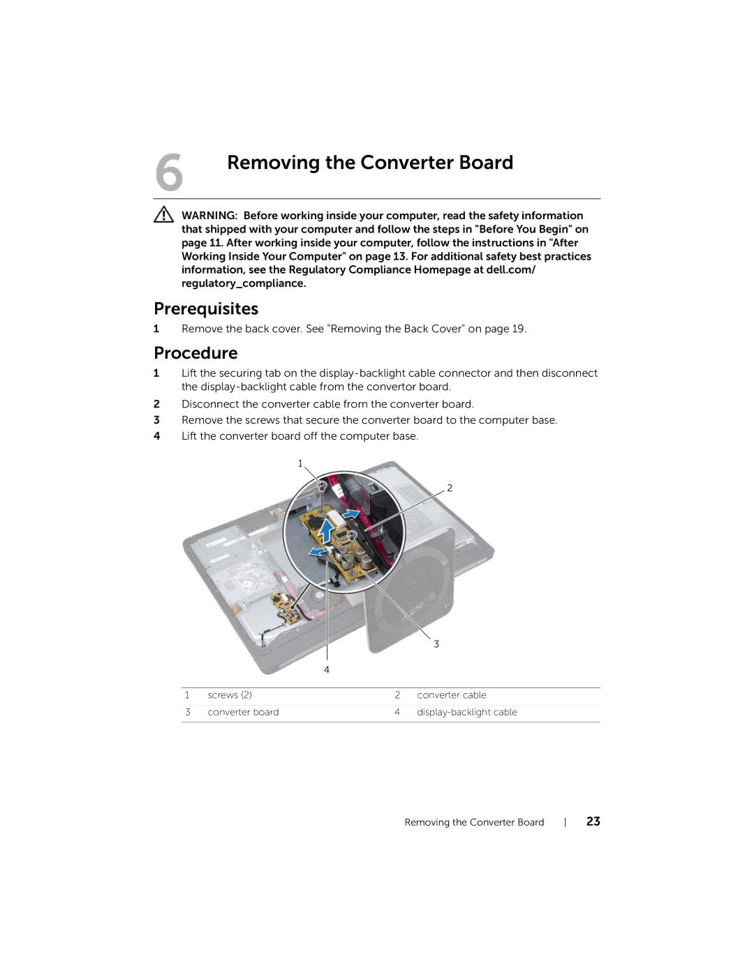 Dell 2710 owner manual Removing the Converter Board 