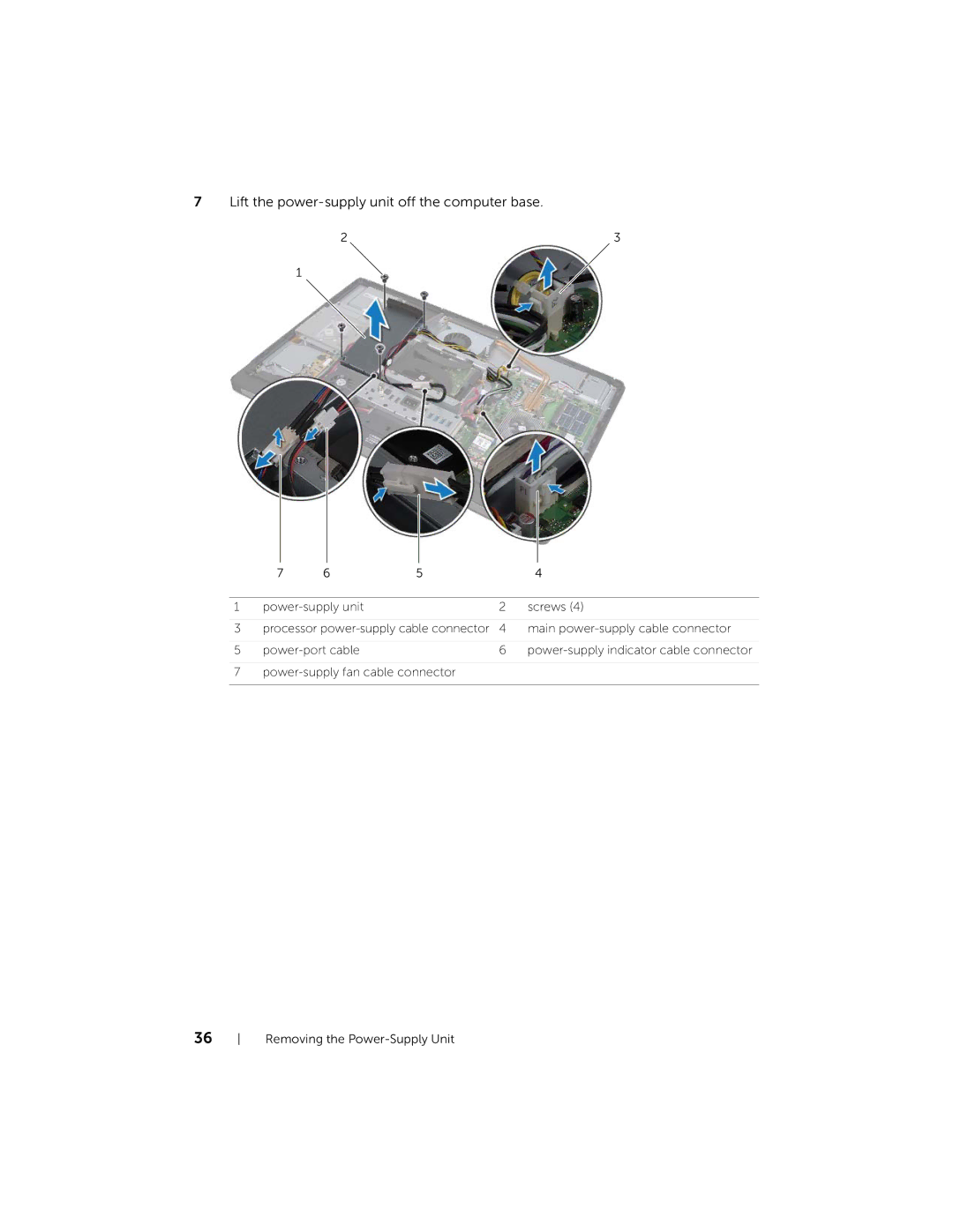 Dell 2710 owner manual Lift the power-supply unit off the computer base 