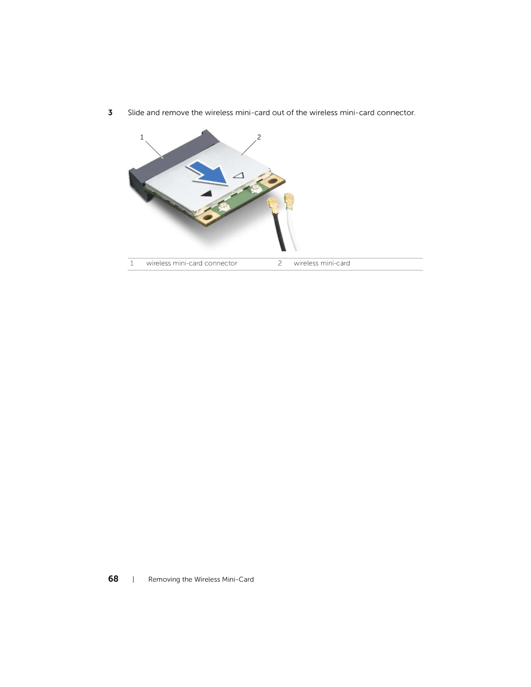 Dell 2710 owner manual Wireless mini-card connector Removing the Wireless Mini-Card 