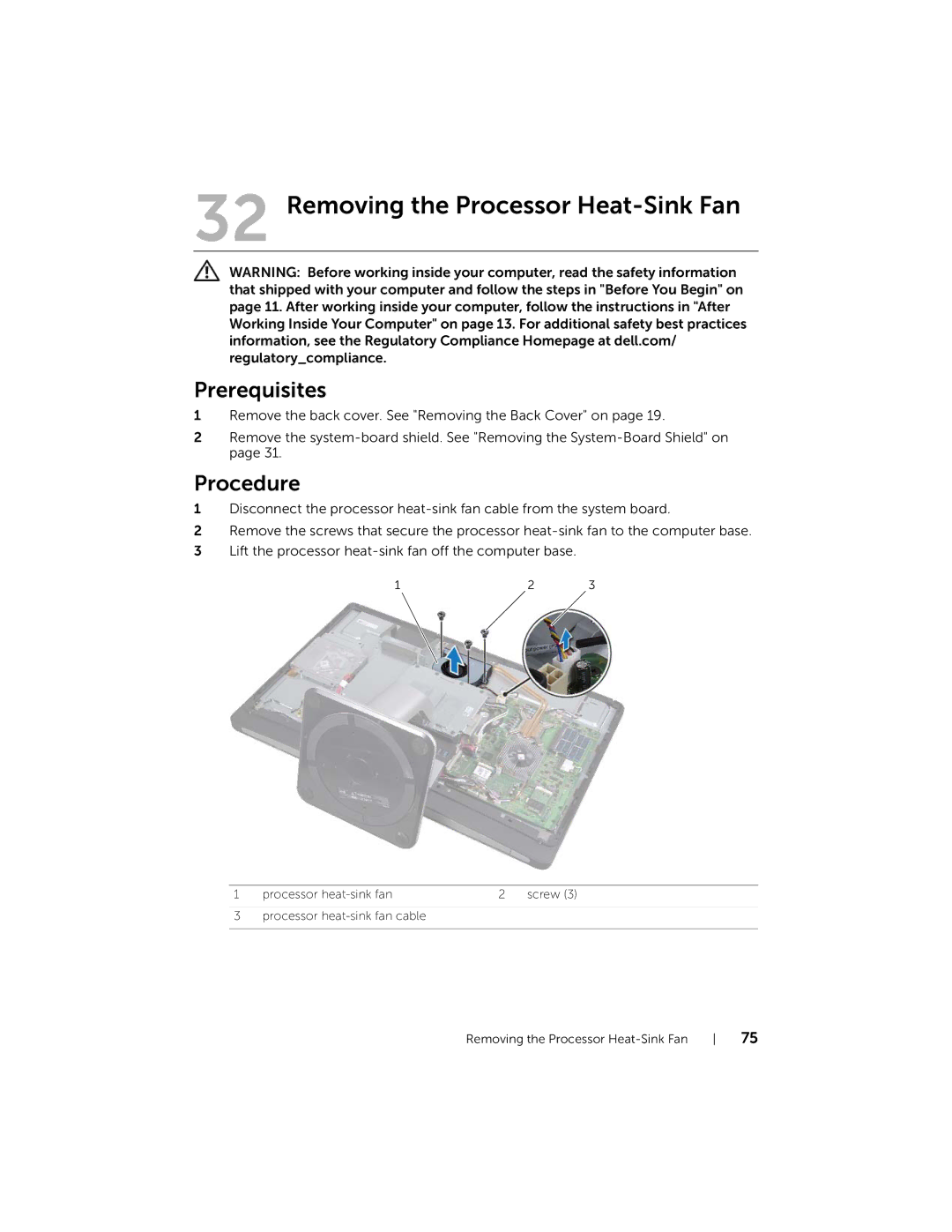 Dell 2710 owner manual Removing the Processor Heat-Sink Fan 