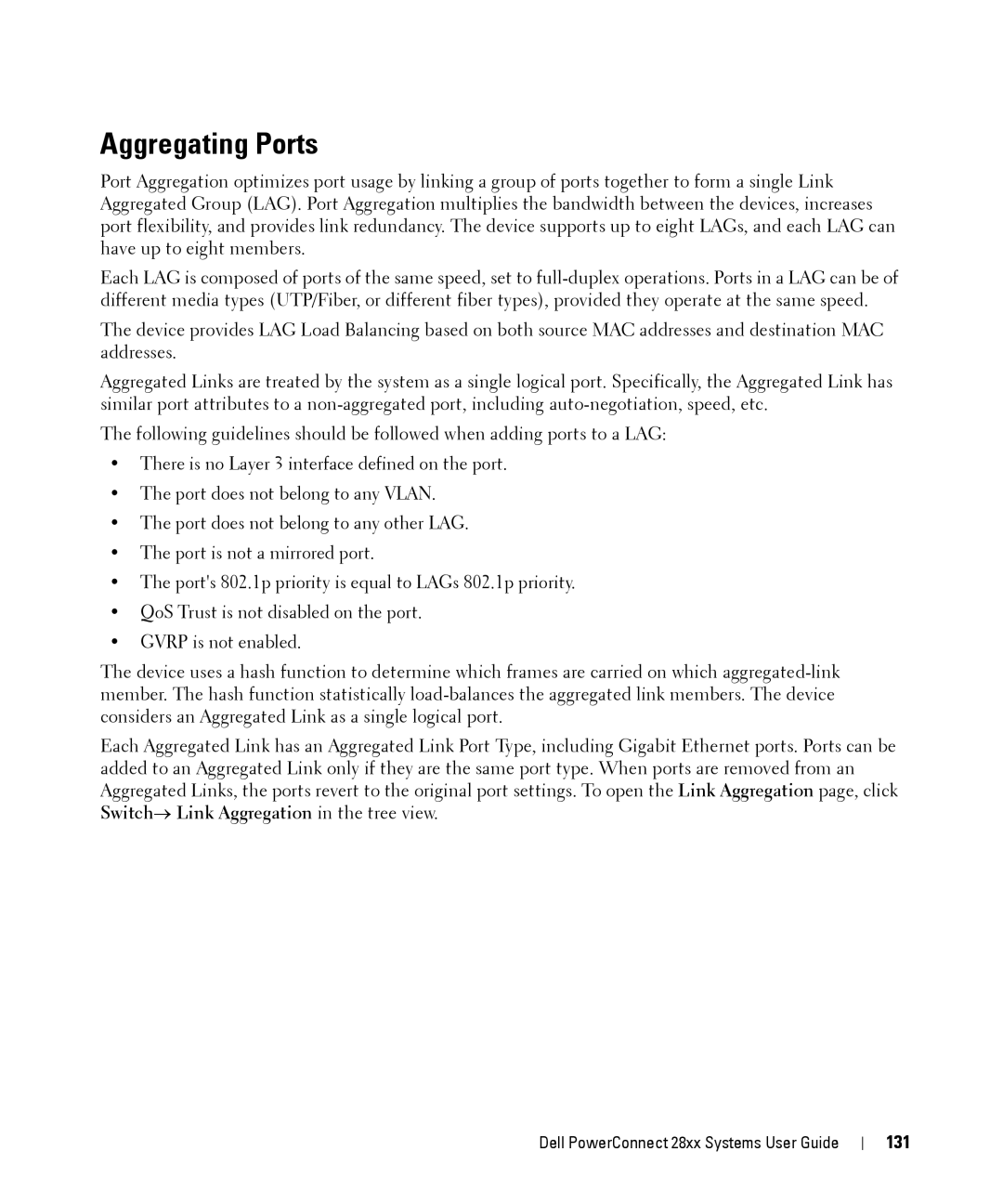 Dell 28XX manual Aggregating Ports, 131 