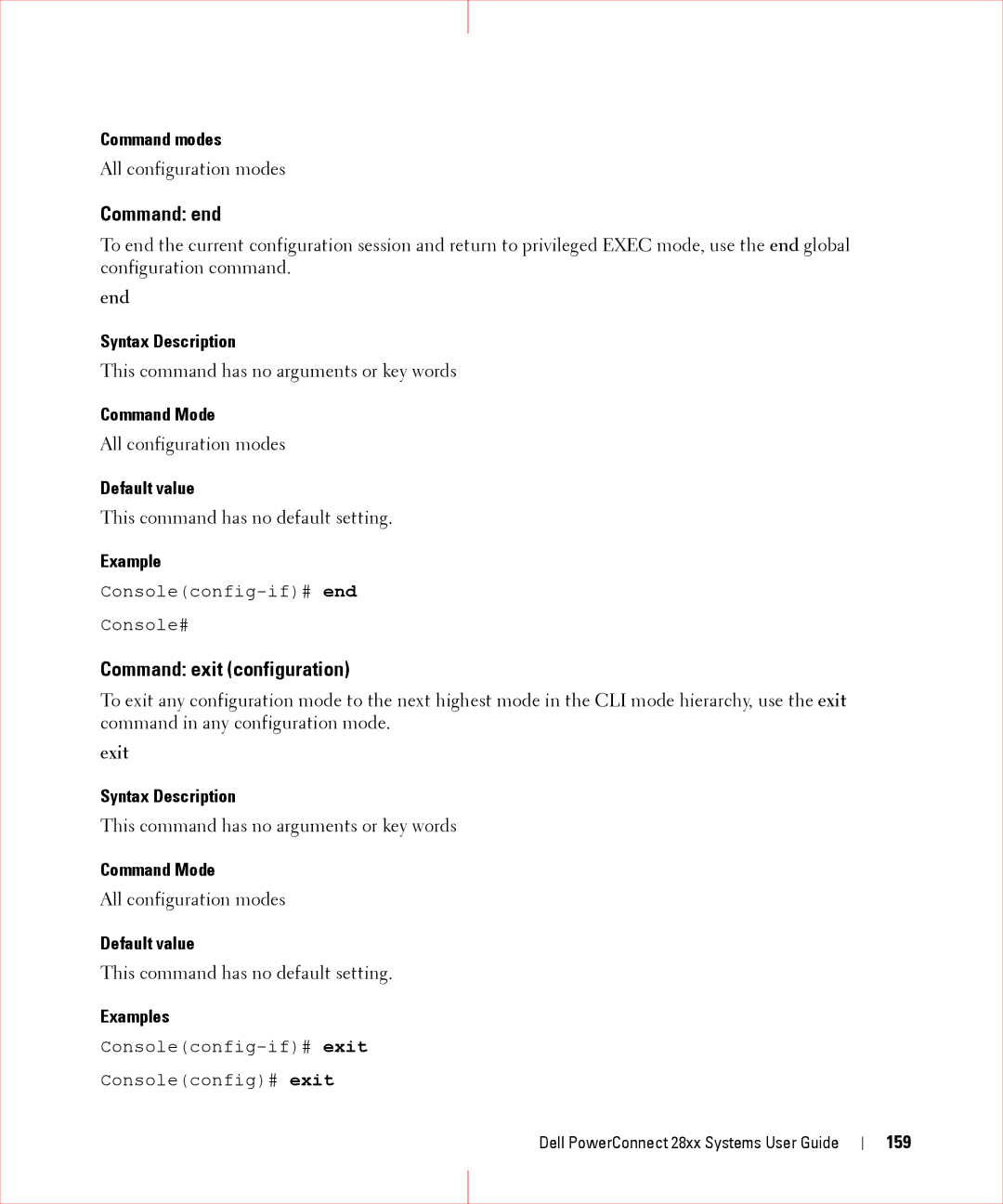 Dell 28XX manual Command end, Command exit configuration 