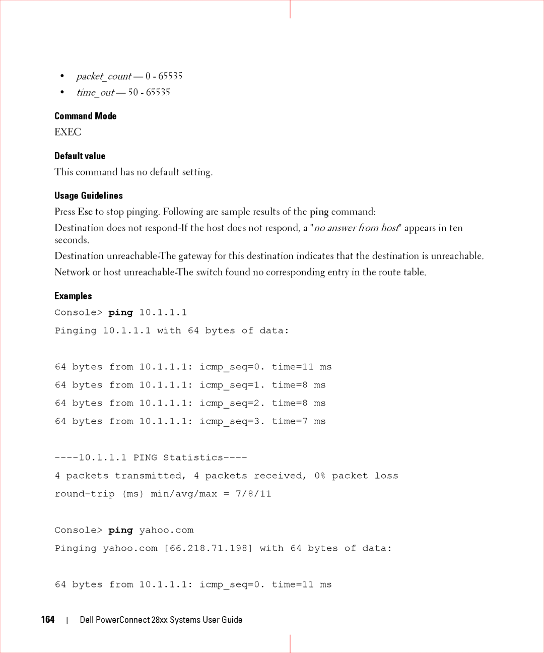 Dell 28XX manual Command Mode, 164 