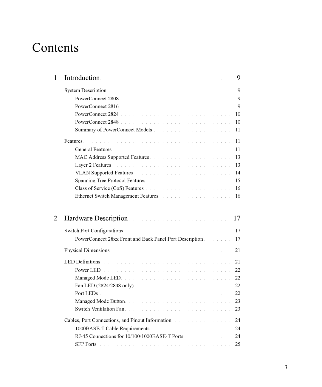 Dell 28XX manual Contents 