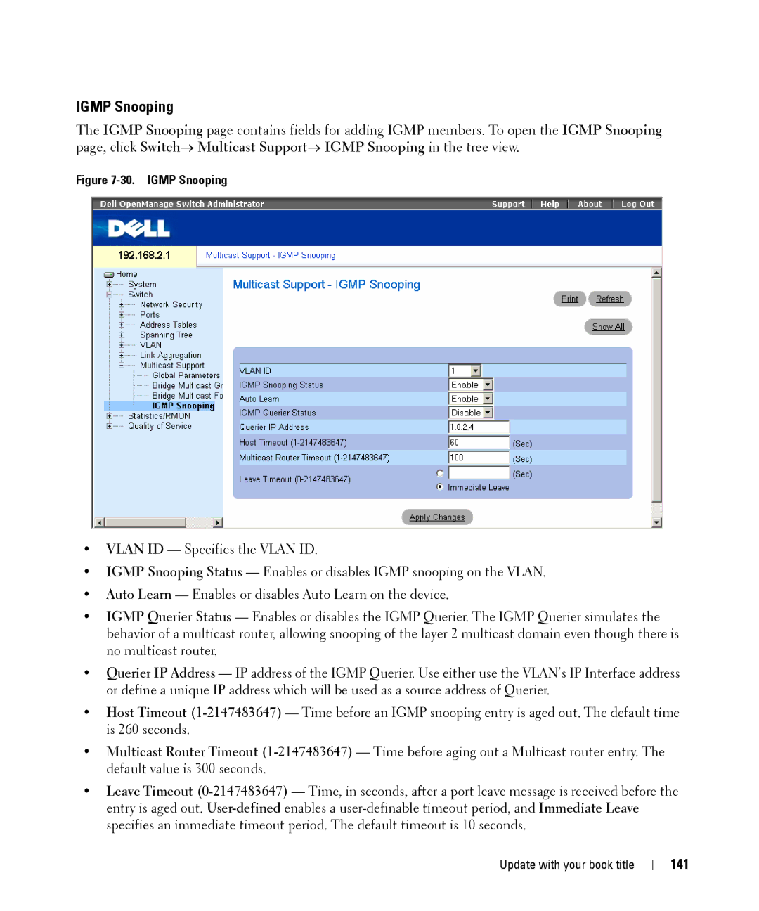 Dell 28XX manual Igmp Snooping, 141 