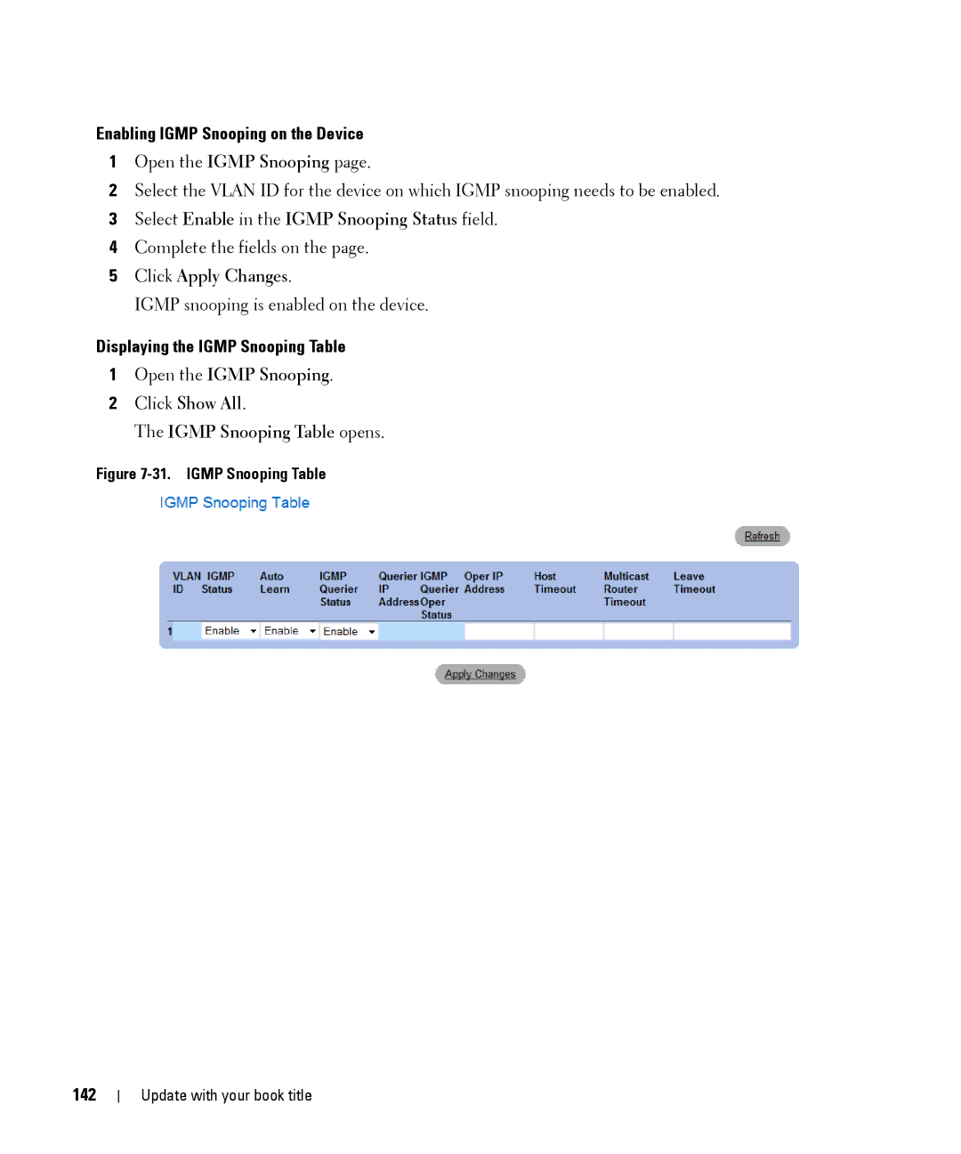 Dell 28XX manual Displaying the Igmp Snooping Table, 142 