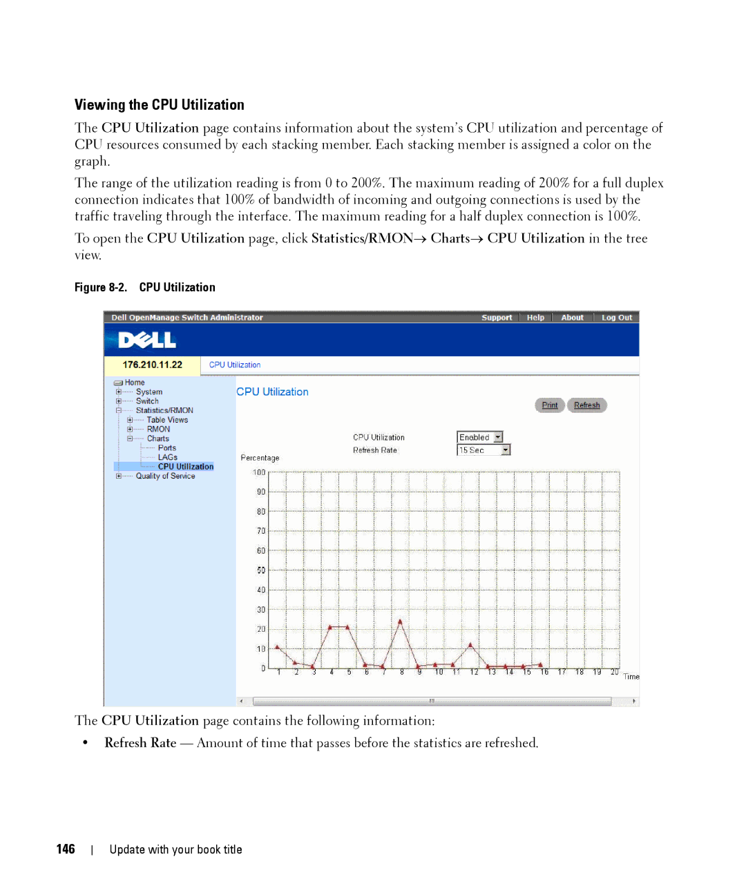 Dell 28XX manual Viewing the CPU Utilization, 146 