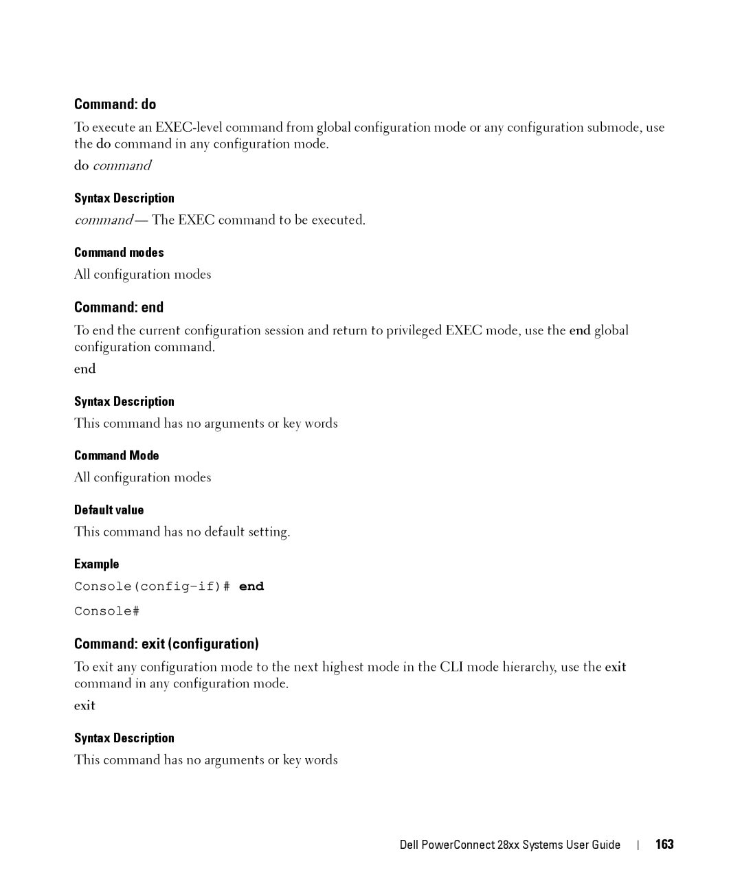 Dell 28XX manual Command do, Command end, Command exit configuration 