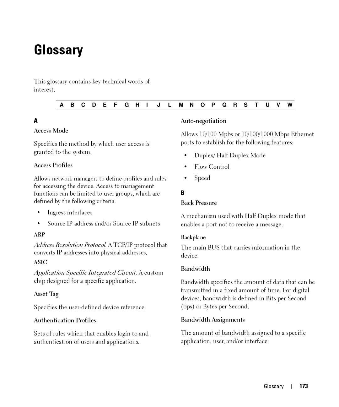 Dell 28XX manual Glossary, 173 