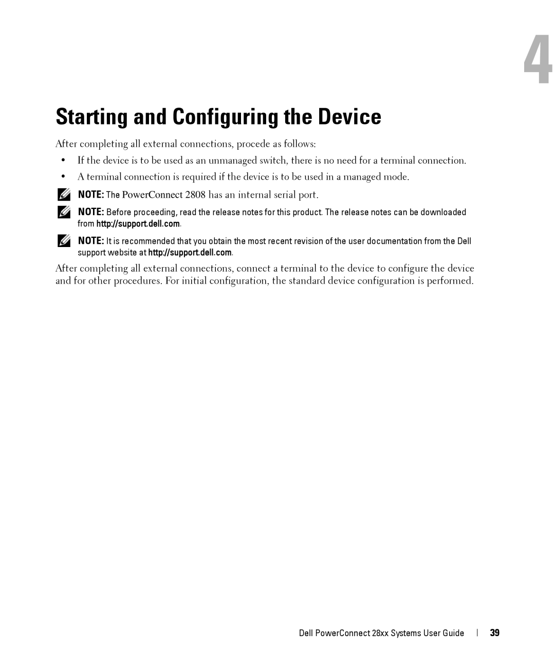 Dell 28XX manual Starting and Configuring the Device 