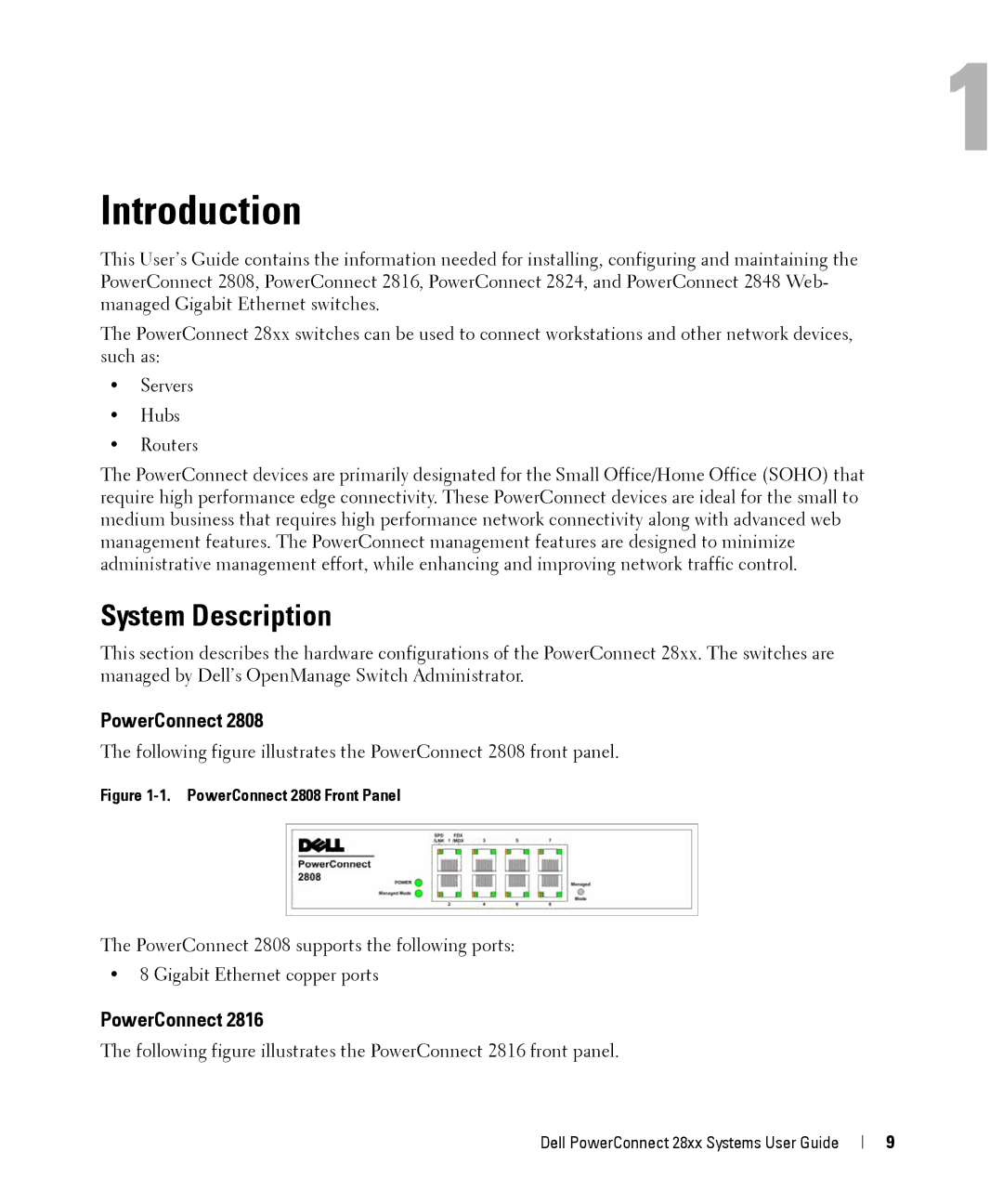 Dell 28XX manual Introduction, System Description, PowerConnect 