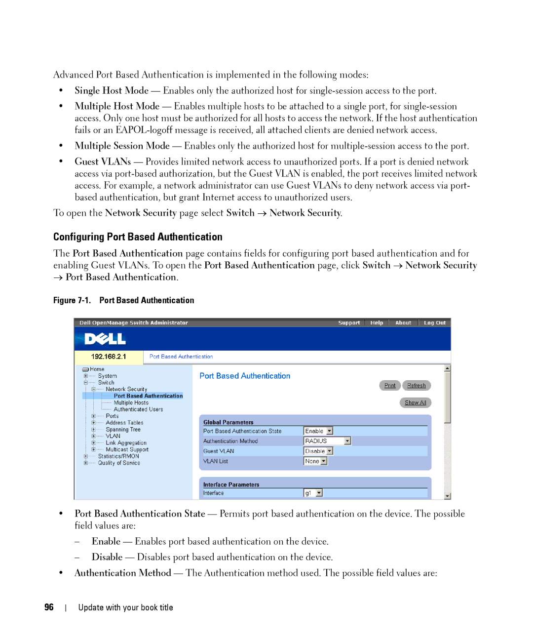 Dell 28XX manual Configuring Port Based Authentication, → Port Based Authentication 