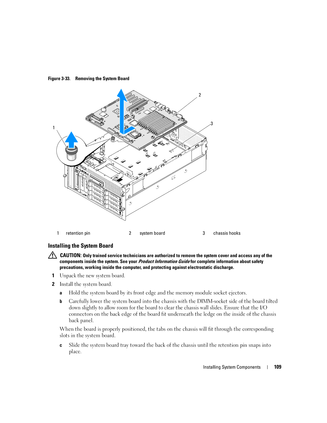 Dell 2900 owner manual Installing the System Board, 109 