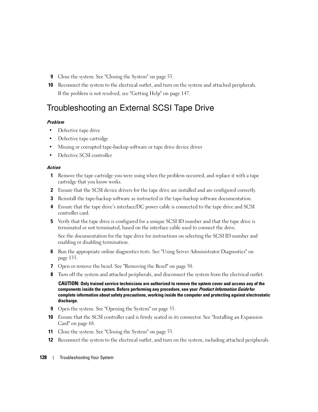 Dell 2900 owner manual Troubleshooting an External Scsi Tape Drive 