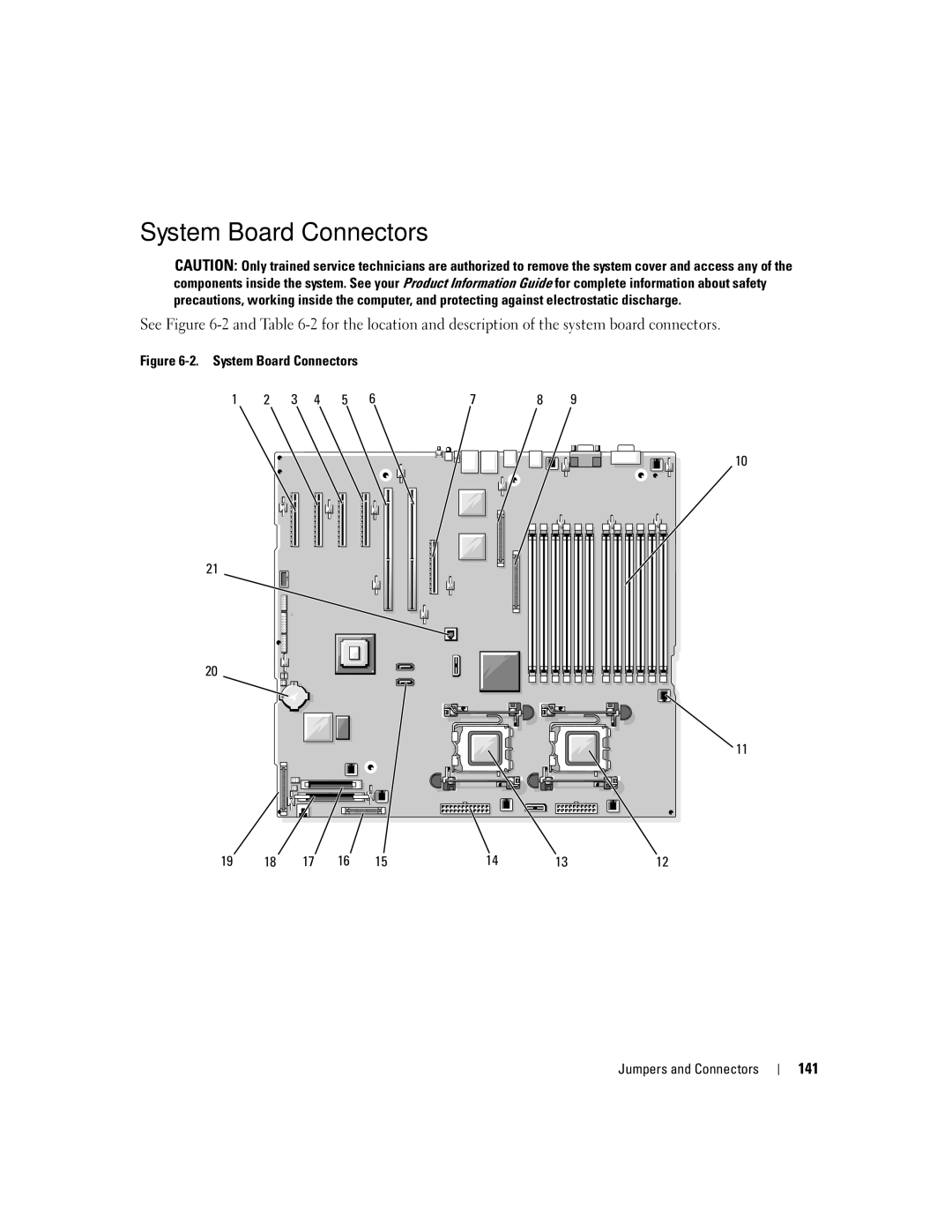 Dell 2900 owner manual System Board Connectors, 141 