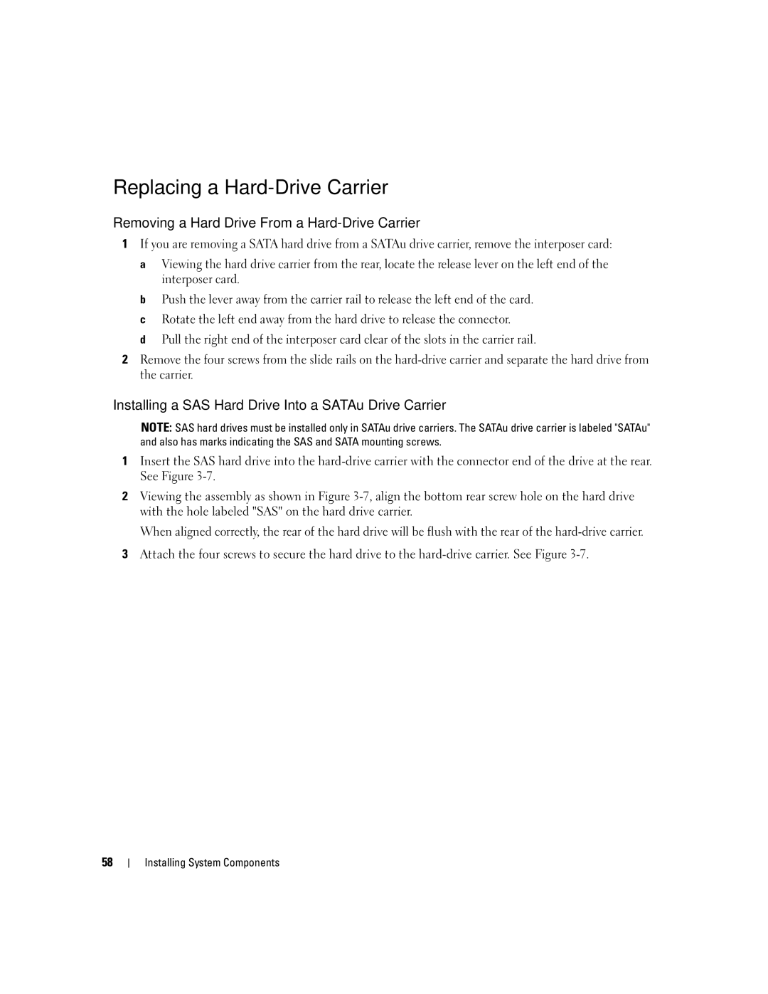 Dell 2900 owner manual Replacing a Hard-Drive Carrier, Removing a Hard Drive From a Hard-Drive Carrier 