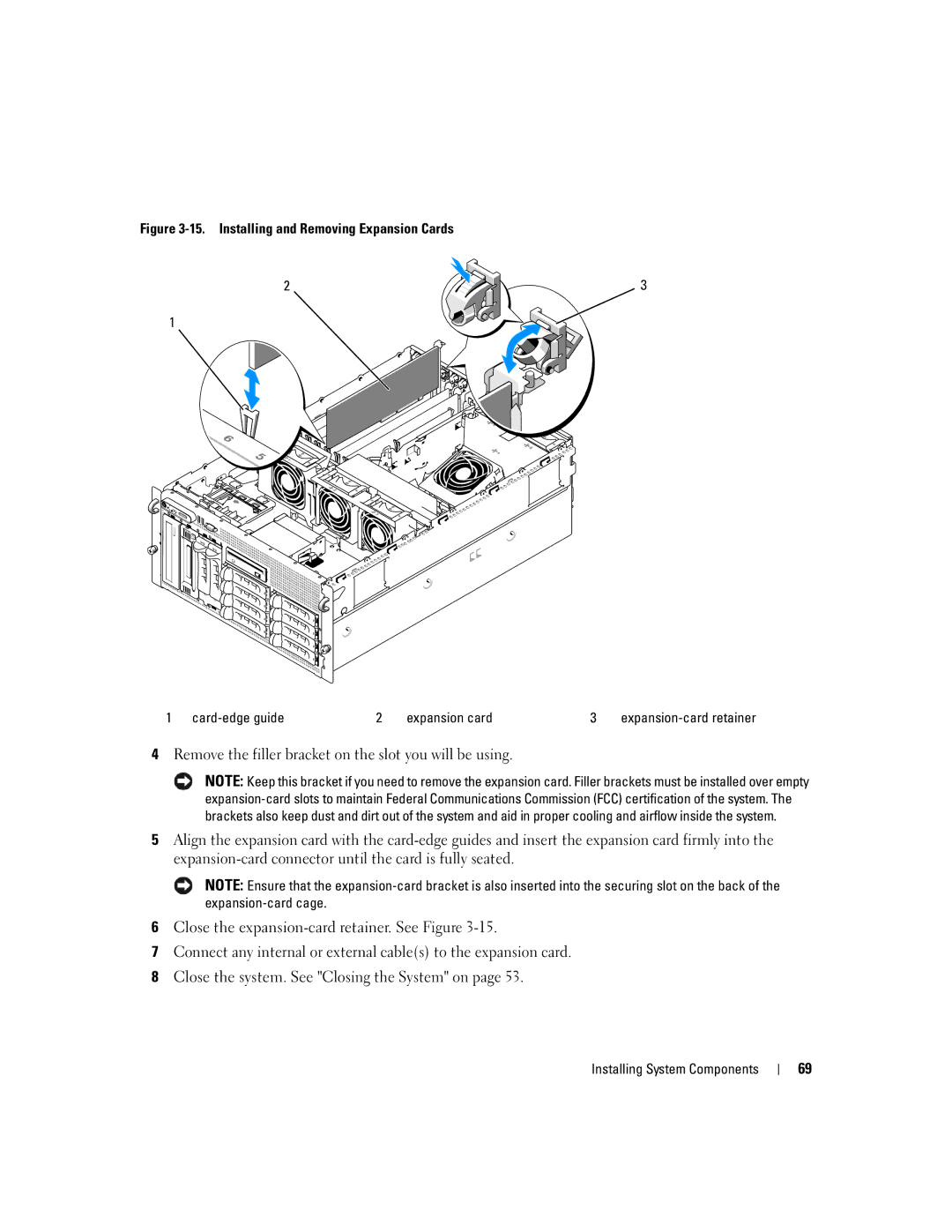 Dell 2900 owner manual Card-edge guide Expansion card, Installing and Removing Expansion Cards 